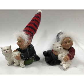 Nisser med kat, 10 cm, mixet.